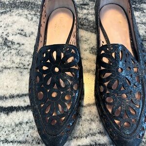 Kate Spade Black Floral Loafers